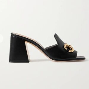 GUCCI 75mm Horsebit-detailed leather mules (37)